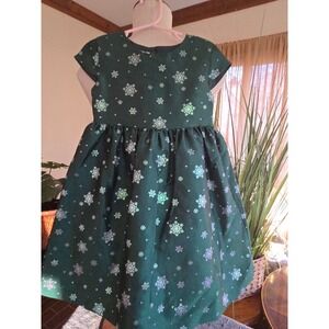 BONNIE JEAN- Girls Green Snowflake Dress Size 5 Holiday Christmas Winter